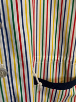 (RR3264) Vintage Rainbow Striped Canvas Drawstring Jacket