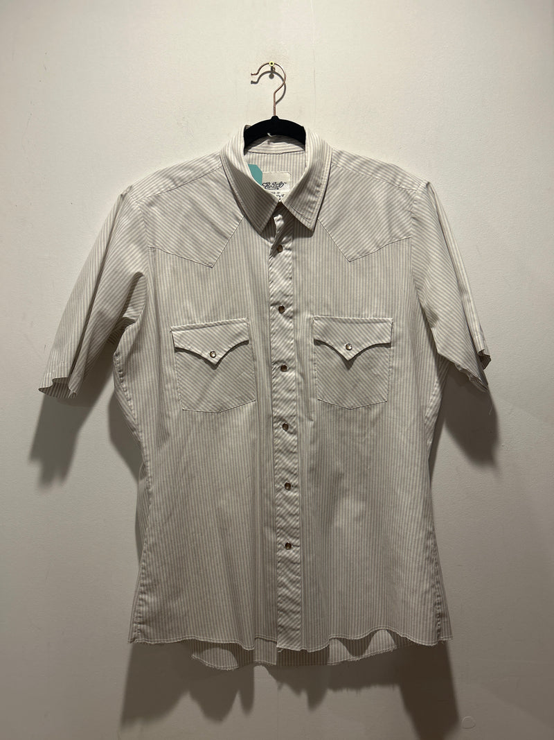 (0425RR3723) Pin Stripe Pearl Snap Short Sleeve