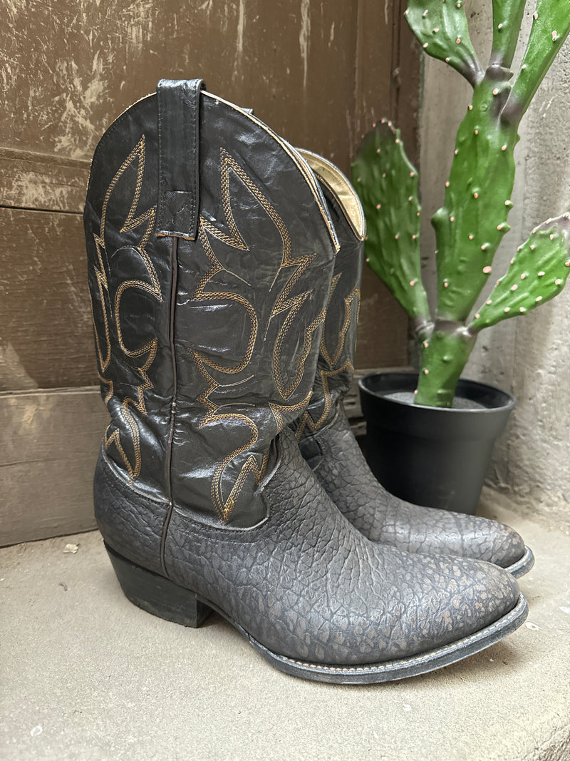 (RR3399) Black Exotic Cowboy Boot