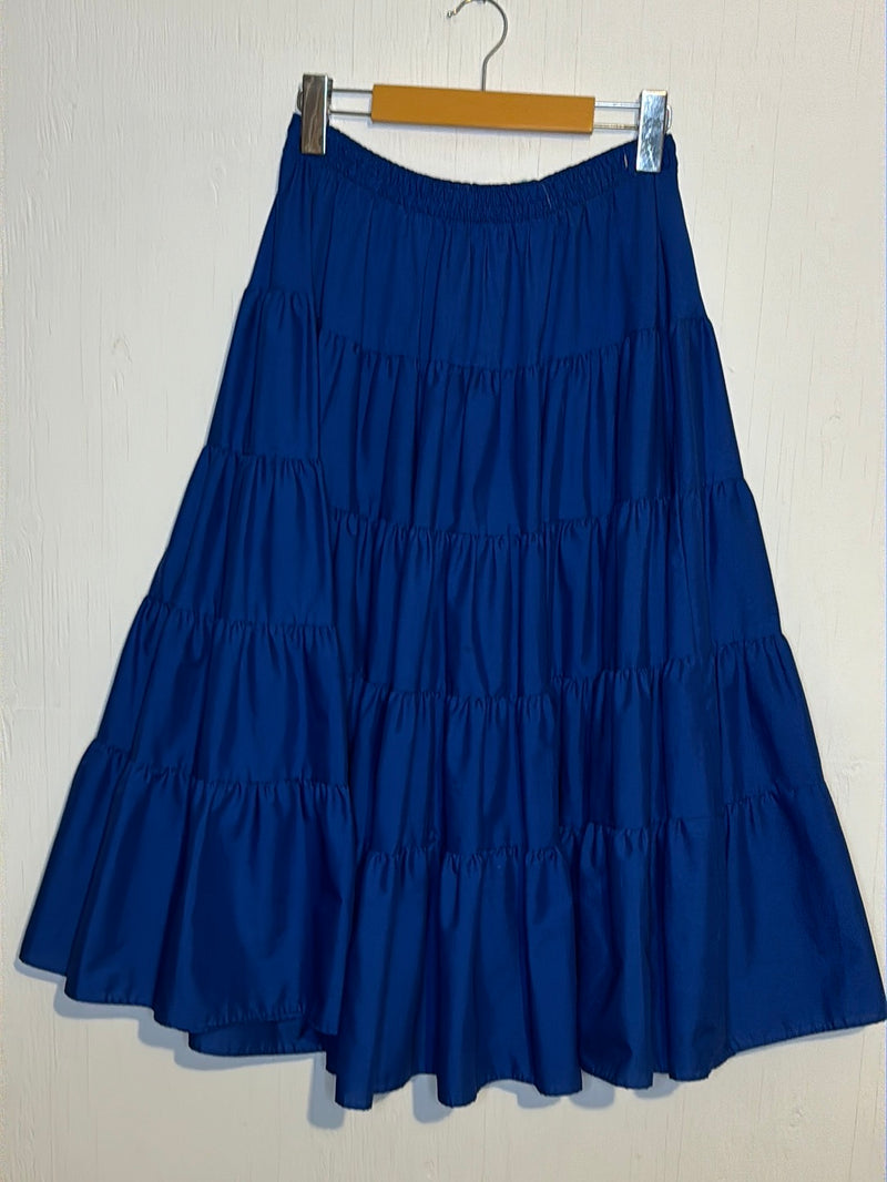 (RR2863) Vintage Royal Blue Ruffled Skirt