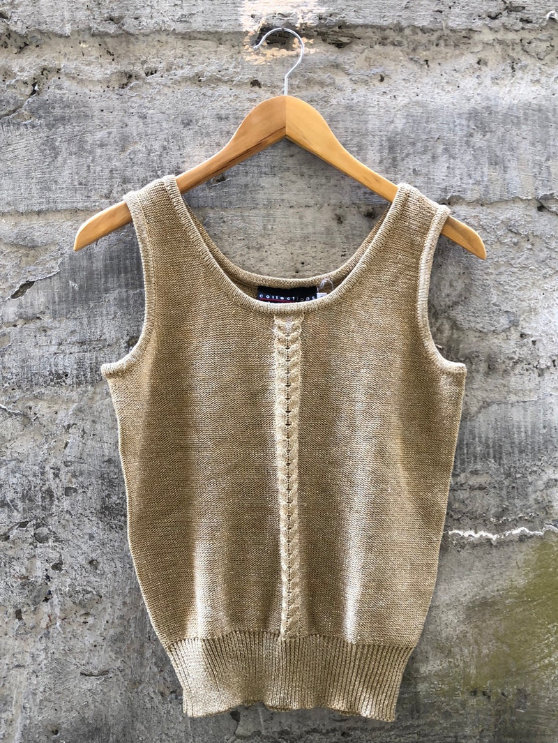 (RR2234) Gold Shimmer Knit Tank