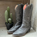 (RR3094) Vintage Dan Post Grey Leather Cowboy Boots