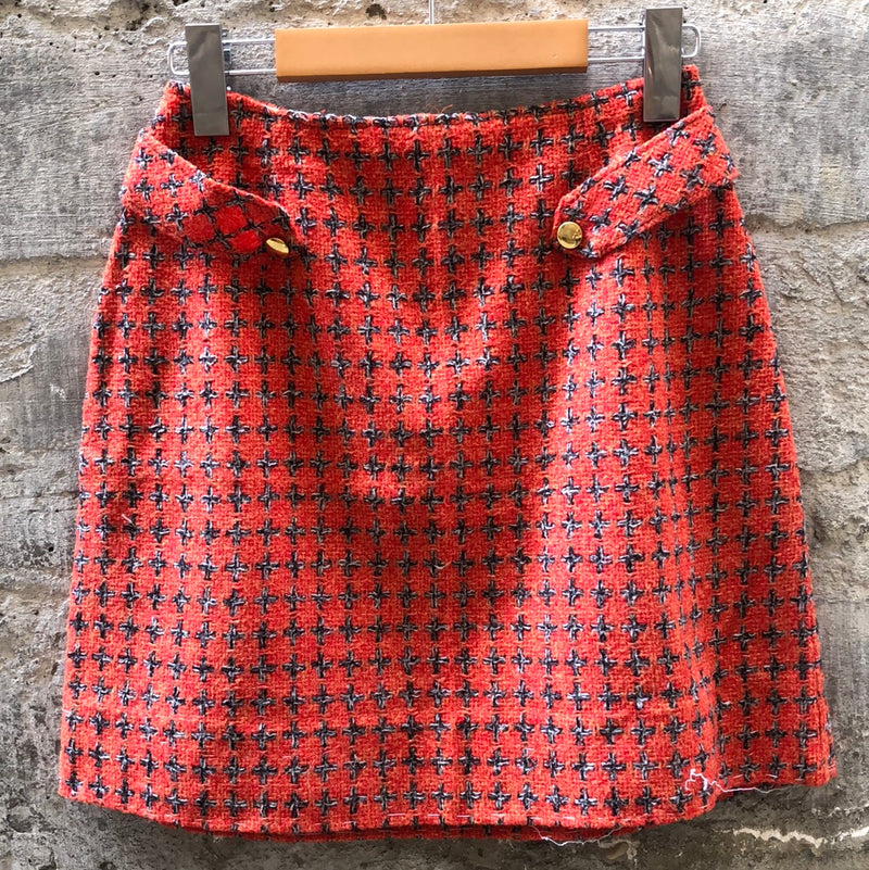 (RR2238) Vintage Orange Tweed Mini Skirt