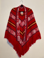 (RR3285) Red Woven Poncho