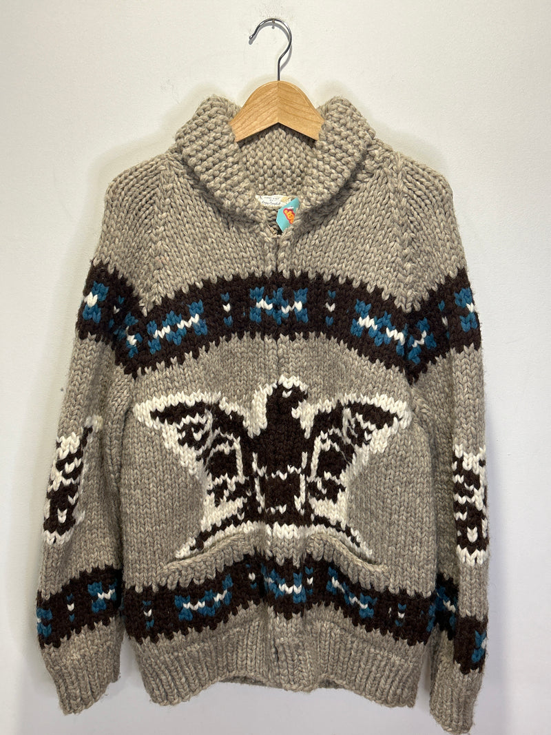 (RR3419) Hand Knit Cowichan style Wool Zip Up