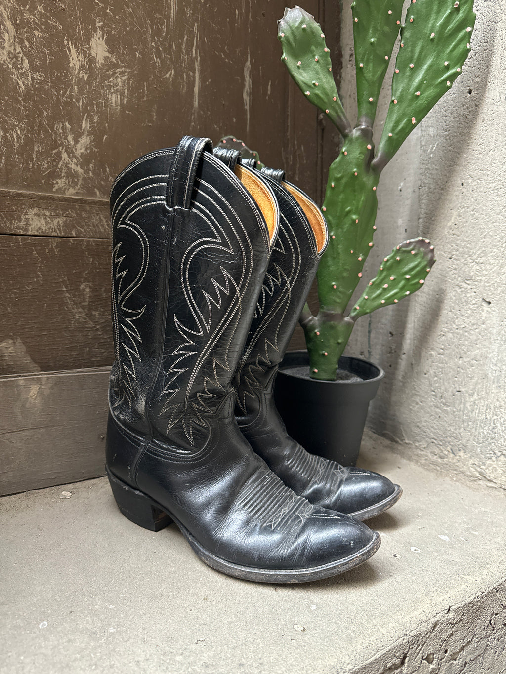 【vintage】Tony Lama Western Boots 刺繍 黒 VINTAGE Tony Lama ~ 1993 BLACK WESTERN COWBOY BOOTS SIZE