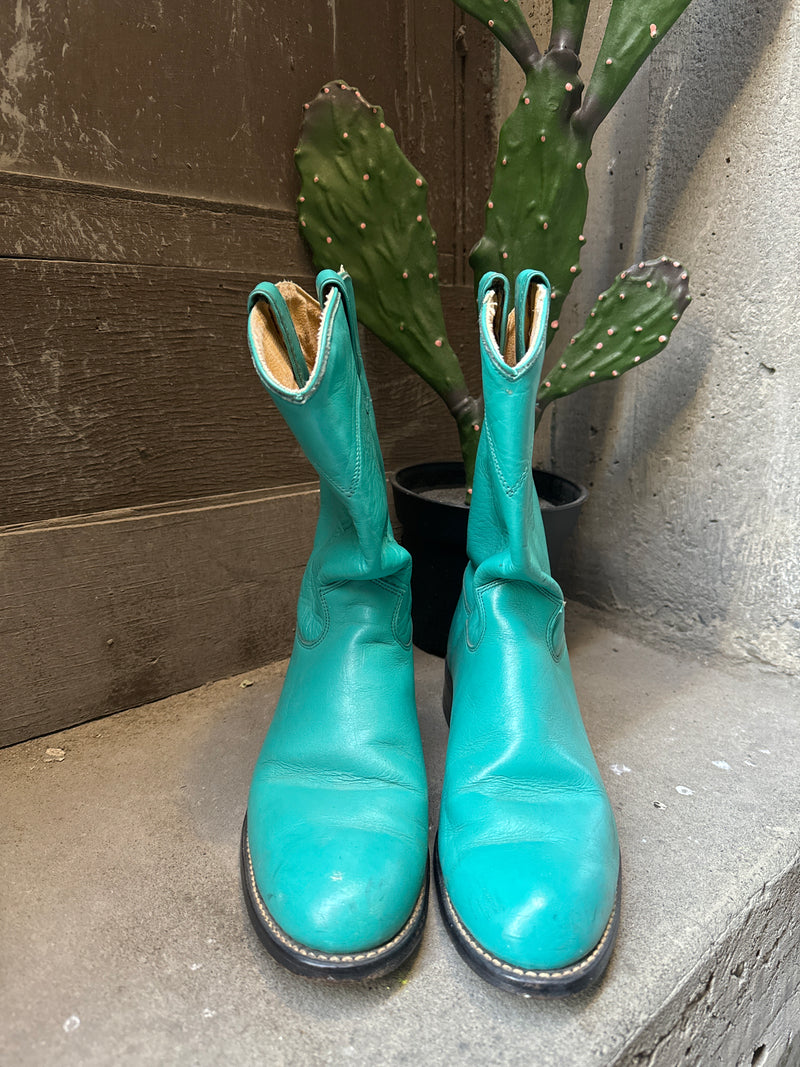 (RR3462) Turquoise Cowboy Boots