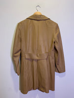 (RR3468) Long Leather Coat in Tan