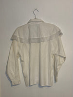 (RR2946) Vintage White Lace Ruffled Button Down Blouse