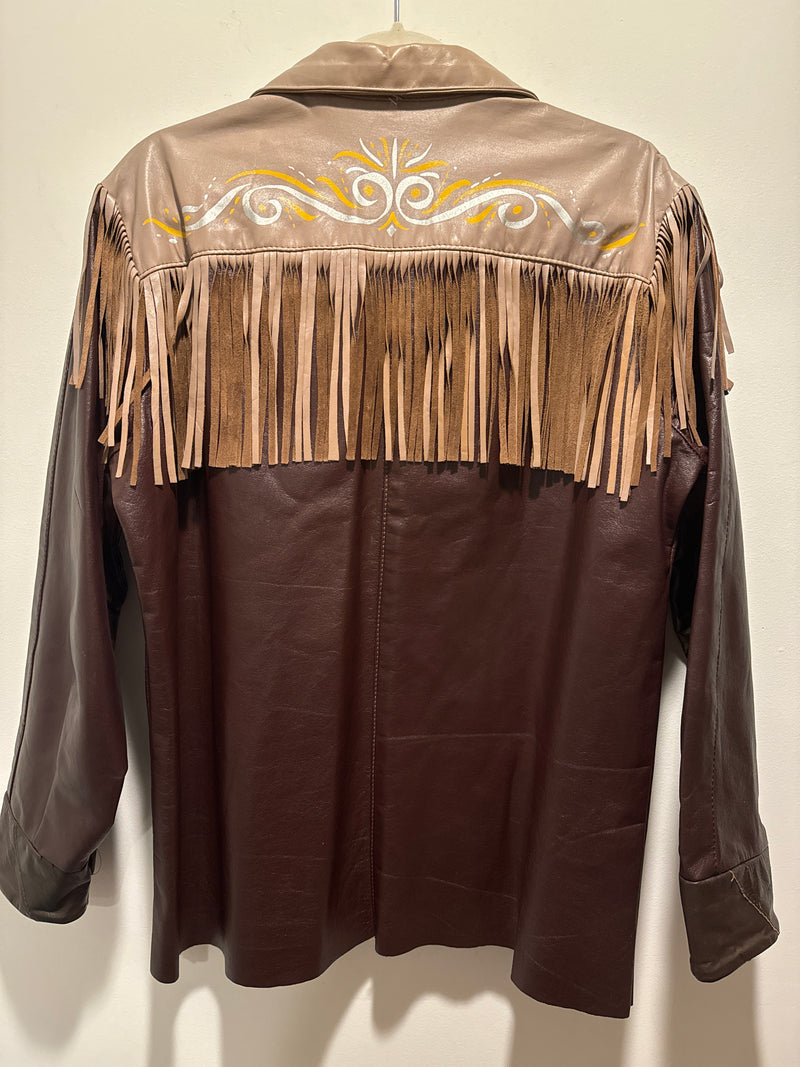 (RR3422) Full Leather Fringe Snap Shirt