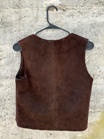 (RR3198) Vintage Dark Brown Suede Vest