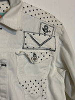 (RR3021) White Denim Cropped Jacket