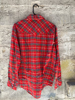 (RR3202) Vintage Tartan Pearl Snap Western Button Down Shirt