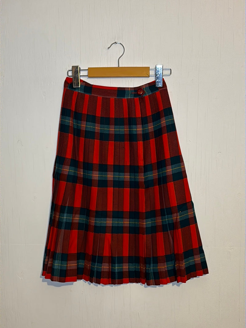 (RR2862) Vintage Tartan Pleated Skirt
