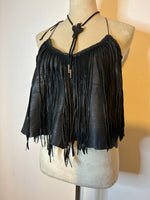 (RR3212) Handmade Leather Fringe Halter