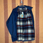 (RR2677) Vintage Pioneer Sportswear Navy Wool Blanket Lined Snap Down Jacket