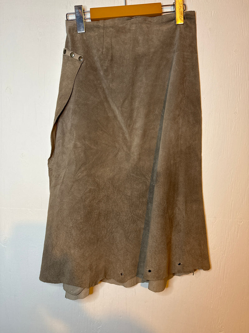 (RR3184) Suede Mid Length Skirt