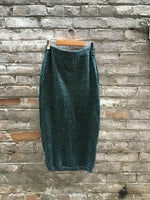 (RR3159) NKN Knit Green Glitter Midi Skirt