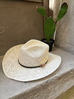 (RR3101) Straw Leather Band Cowboy Hat