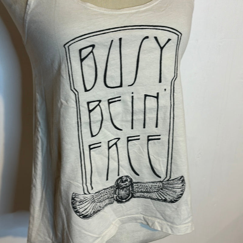 (RR2703) ’Busy Being Free’ Graphic Tank Top