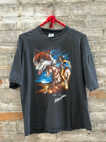 (RR2969) Vintage Montana Horse Rider and Wolf Graphic T-Shirt