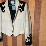 (RR2683) Vintage Longhorn Crop Western Blazer with Silver Conch Buttons