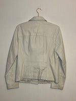 (RR2864) Vintage White Leather Button Down Jacket