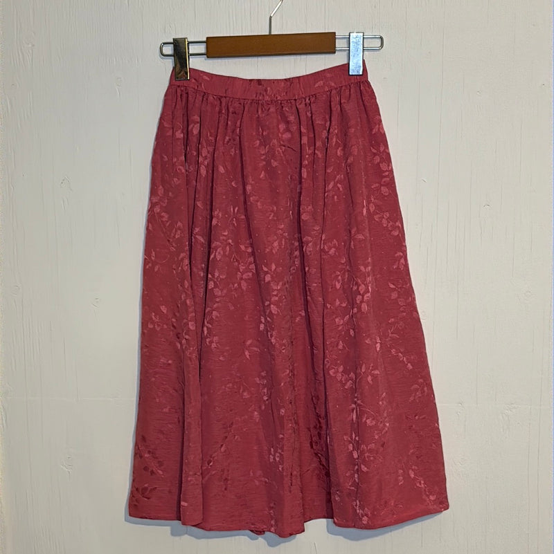 (RR2938) Vintage Pink Shimmer Embroidered Mid-Length Skirt