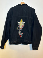 (RR3134) Oversized Denim 80's Embroidered Jacket