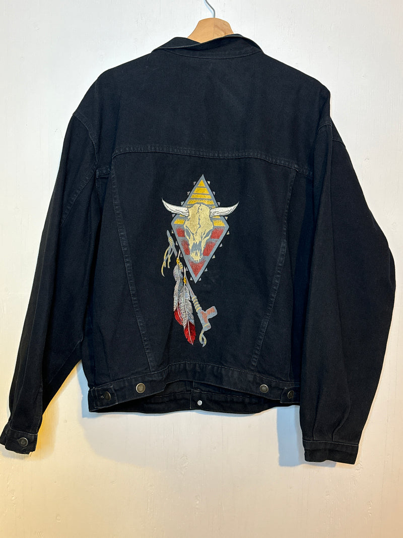 (RR3134) Oversized Denim 80's Embroidered Jacket