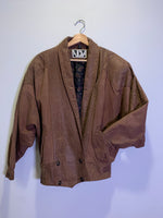 (RR3470) ADA Brown Suede Bomber Jacket