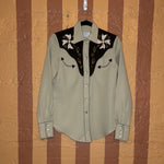 (RR2058) Vintage Bar C Long Tail Pearl Snap Western Shirt