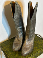 (RR2816) Vintage Boulet Metallic Finish Leather Cowboy Boots