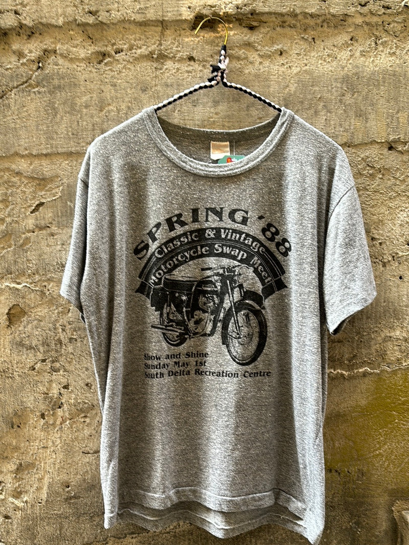 (RR2966) Vintage “Spring ‘88 Motorcycle Swap Meet” Graphic Moto T-Shirt