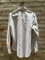 (RR3206) Vintage Dove Grey Pearl Snap Western Button Down Shirt