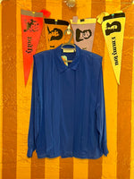 (RR2311) Vintage Royal Blue Hidden Button Blouse