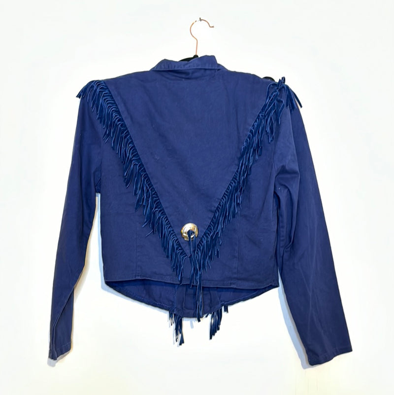 (RR2852) Navy Lilia Smitty Western Fringe Cotton Jacket