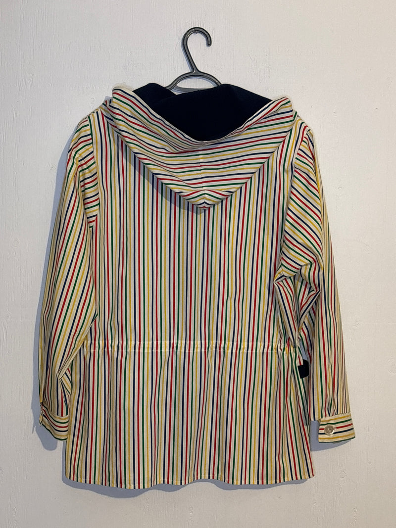 (RR3264) Vintage Rainbow Striped Canvas Drawstring Jacket