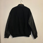 (RR2768) Vintage Solid Black Varsity Jacket