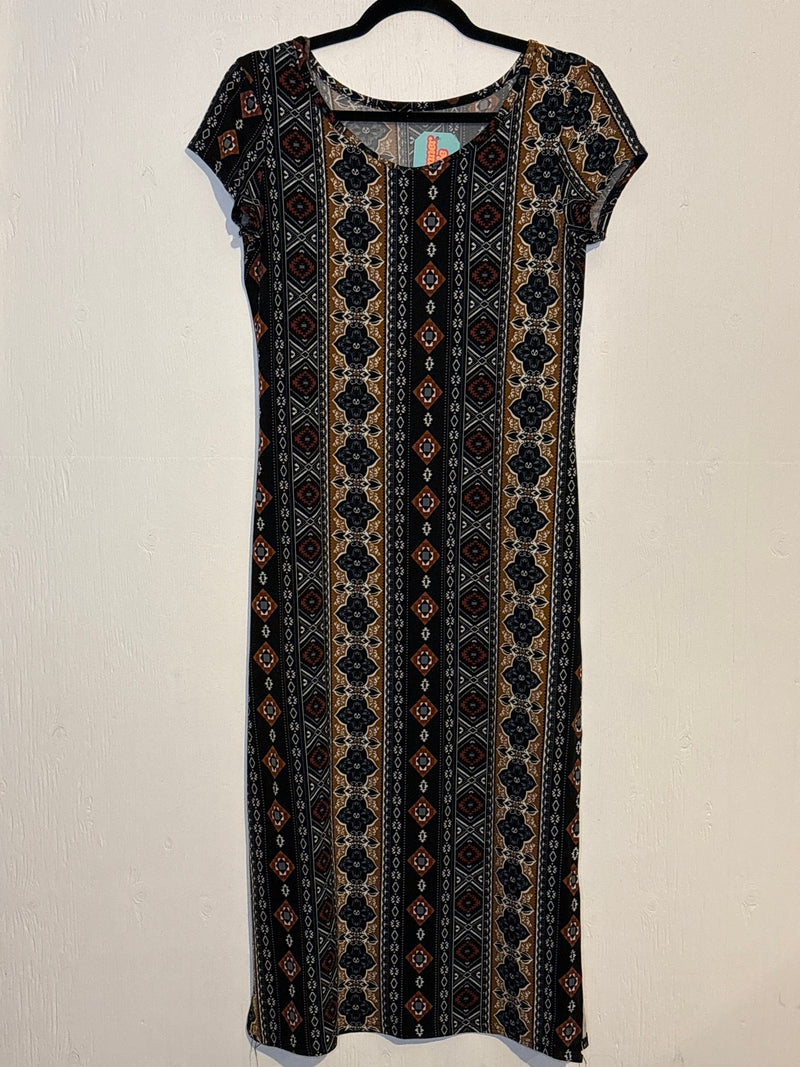 (RR3262) Modern Boho Print Maxi Dress