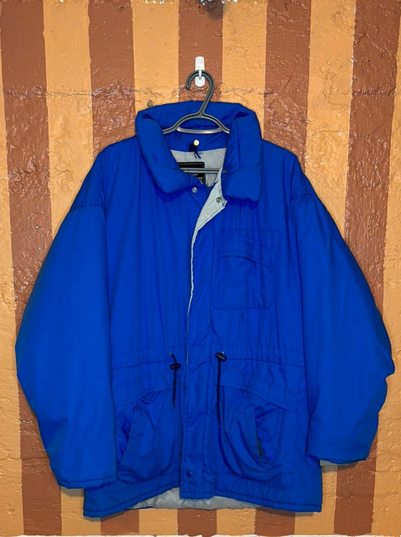 (RR2595) Vintage Sears Blue Mid-Length Winter Zip Down Jacket