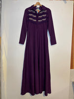 (RR3274) Vintage Purple Embroidered Fringe Western Dress