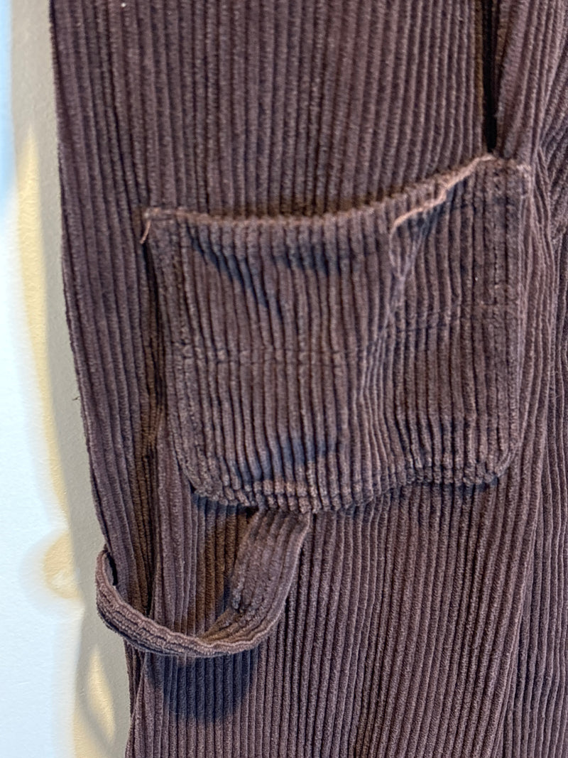 (RR3348) Corduroy Brown Thick Cut Overalls