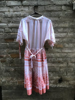 (RR3164) Vintage Orange Stripe + Flower Print Sundress