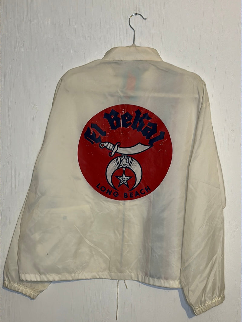 (RR2888) Vintage White El Bekal Graphic Windbreaker Jacket