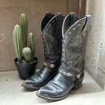 (RR3093) Harley Davidson Leather and Brass Detail Cowboy Boots