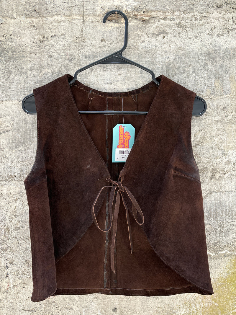 (RR3198) Vintage Dark Brown Suede Vest