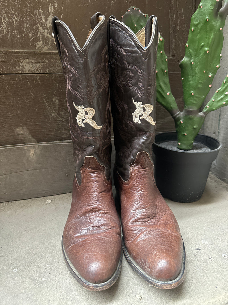 (RR3456) Rogers Brown Two Tone Cowboy Boot