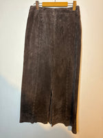 (RR3188) Chocolate Brown Suede Pencil Skirt with Western Detail