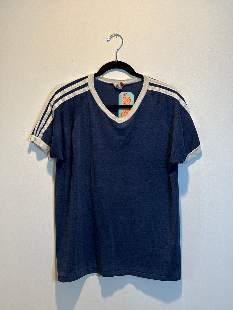 (RR3332) Vintage Paper Thin 3-Stripes Ringer Tee